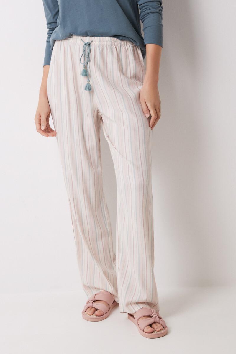 women'secret Pantalón largo franela rayas multicolor Libre de impuestos