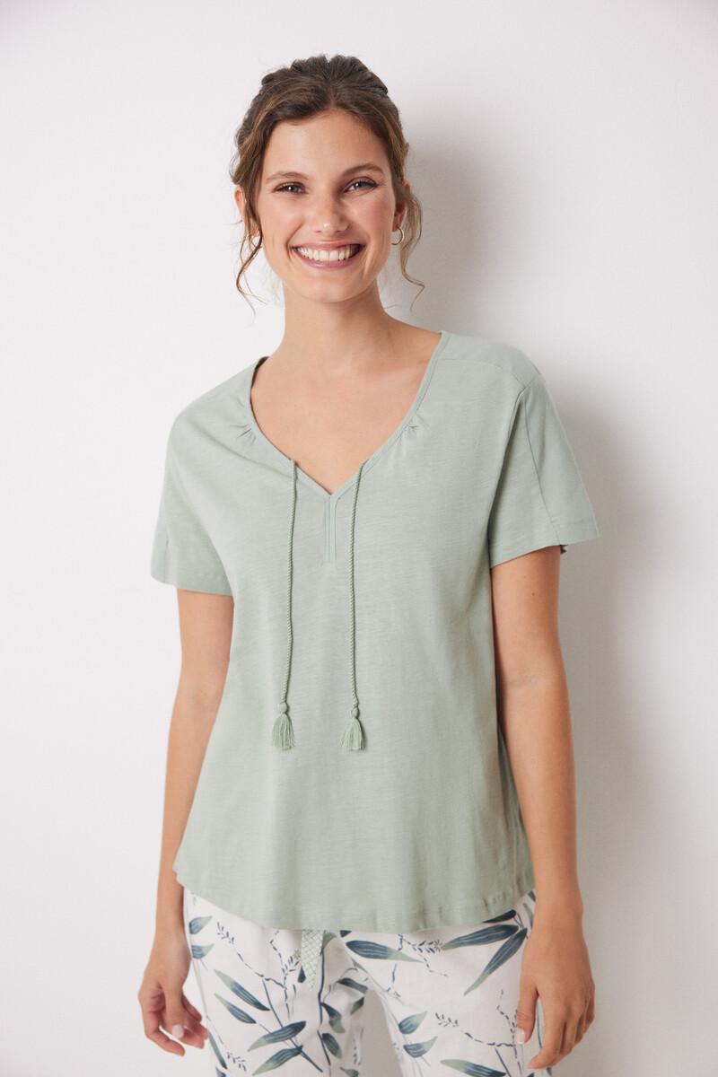 women'secret Camiseta manga corta 100% algodón verde En oferta