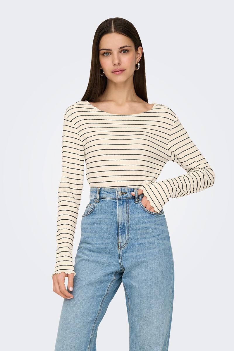 women'secret Camiseta corta manga larga bordes ondulados En oferta