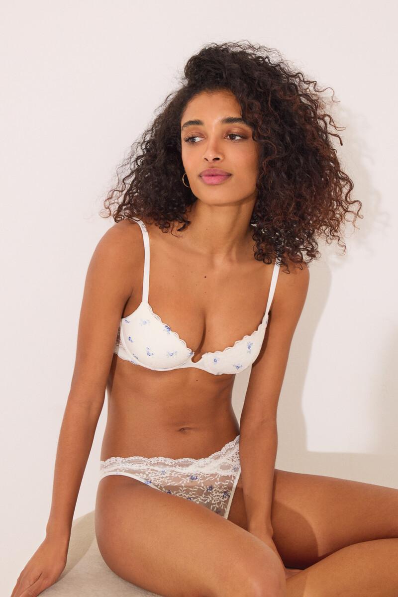 women'secret Sujetador clásico BEAUTIFUL encaje blanco estampado Última moda
