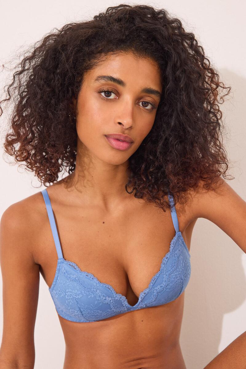 women'secret Sujetador triangular CHARMING encaje azul Outlet