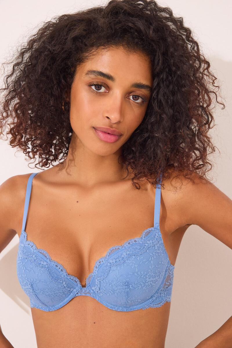 women'secret Sujetador push up GORGEOUS relleno encaje azul Rebajas