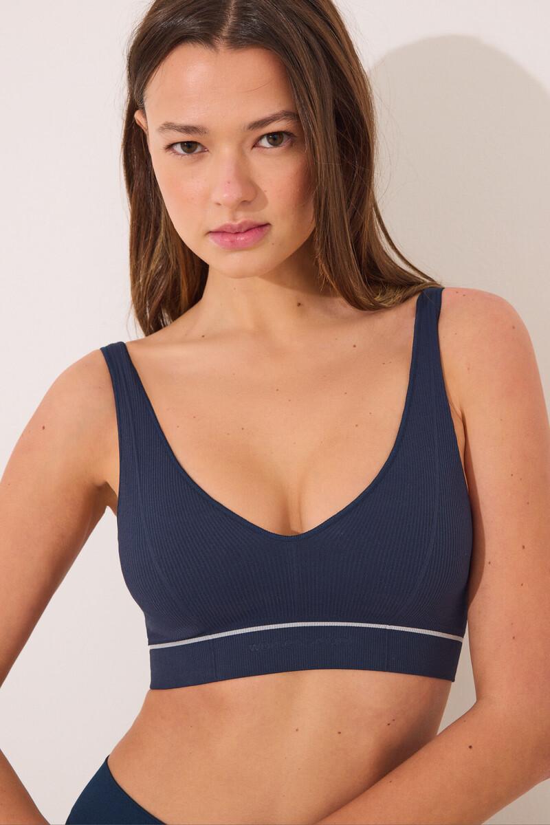 women'secret Sujetador seamless canalé azul Precios de Black Friday