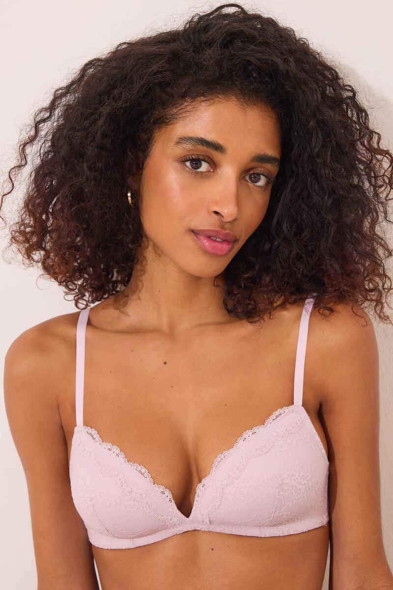 women'secret Sujetador triangular CHARMING encaje rosa Ofertas especiales