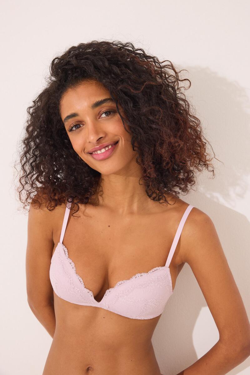 women'secret Sujetador triangular CHARMING encaje rosa Ofertas especiales