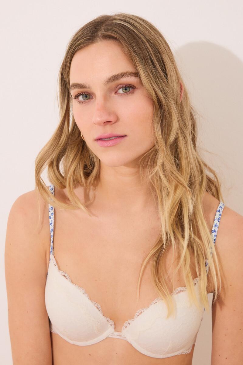 women'secret Sujetador push up GORGEOUS relleno encaje blanco Envío gratis