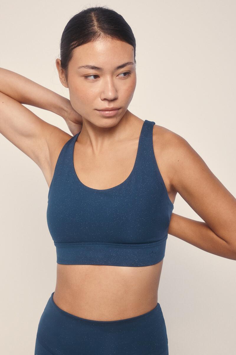 women'secret Sujetador deportivo 4D STRETCH brillo azul Último día