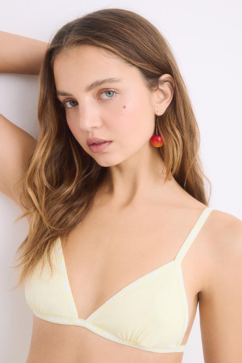 women'secret Sujetador triangular algodón copas extraíbles amarillo Descuento por venta flash