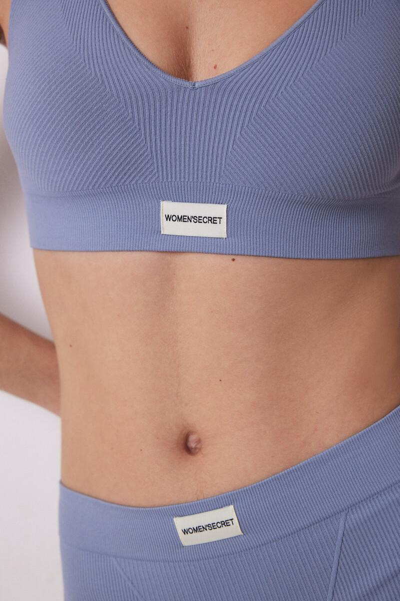 women'secret Top canalé azul seamless Envío internacional gratuito