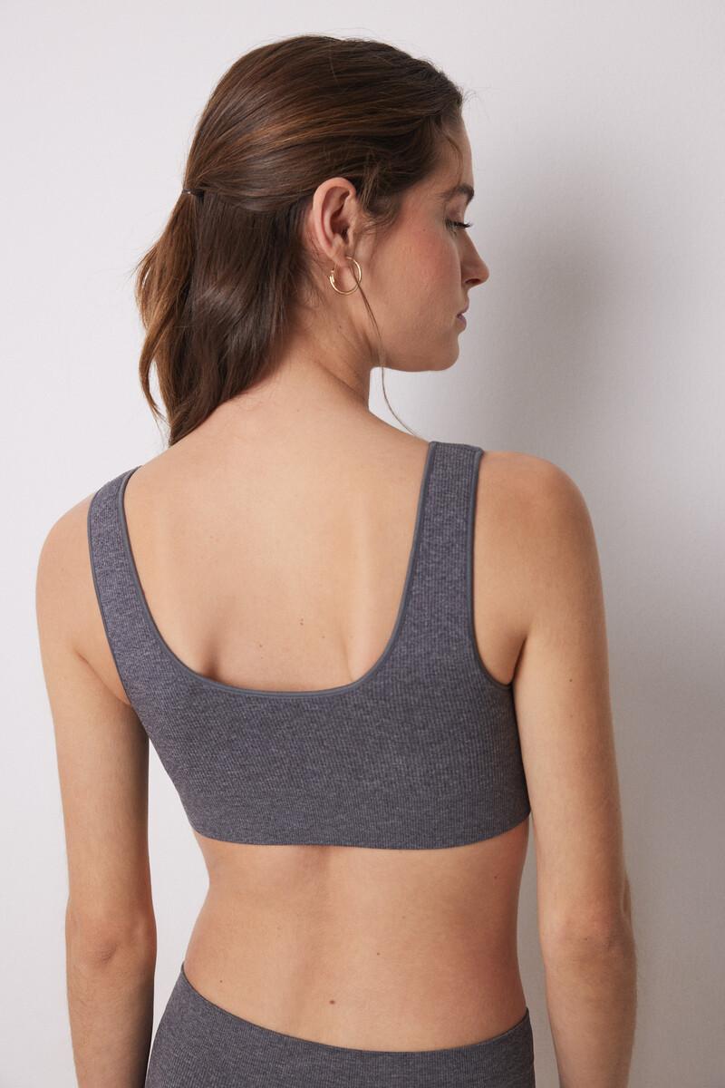 women'secret Top canalé gris seamless En línea