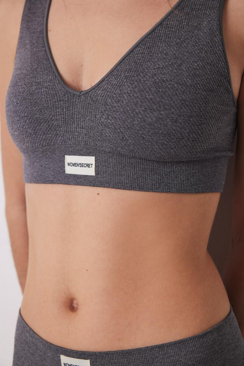 women'secret Top canalé gris seamless En línea