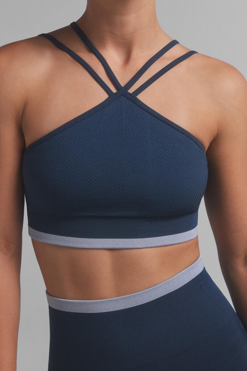 women'secret Sujetador deportivo SEAMLESS COMFORT azul. Special colab ffitcoco Ofertas de temporada