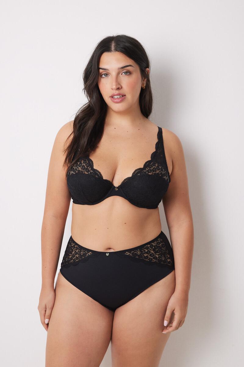 women'secret INTUITIVE Sujetador halter relleno encaje negro Ofertas especiales