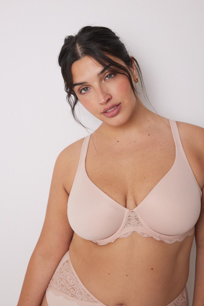 women'secret REAL Sujetador reductor microfibra y encaje rosa Rebajas de fábrica