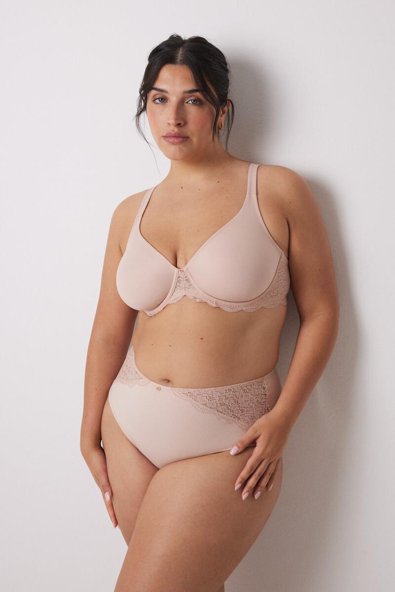 women'secret REAL Sujetador reductor microfibra y encaje rosa Rebajas de fábrica