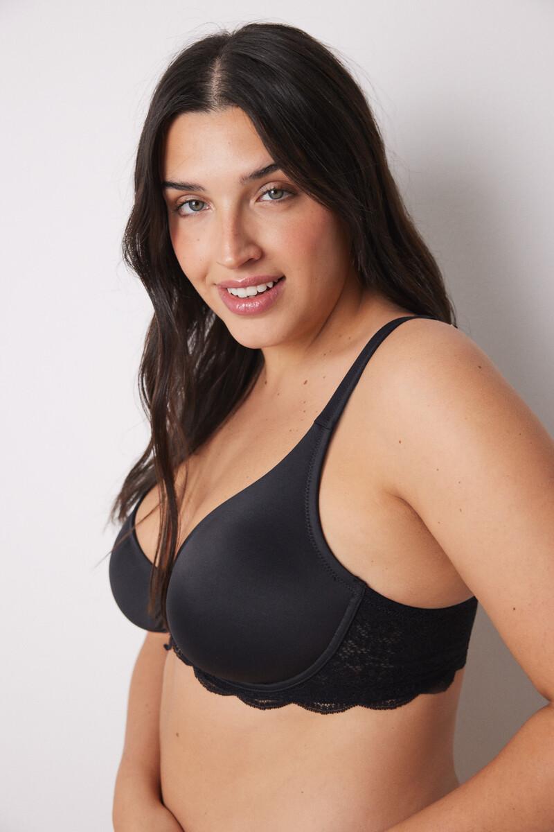 women'secret REAL Sujetador reductor microfibra y encaje negro Tienda