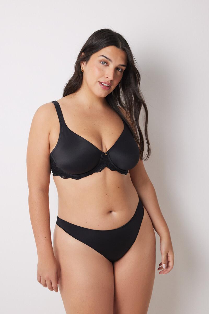 women'secret REAL Sujetador reductor microfibra y encaje negro Tienda