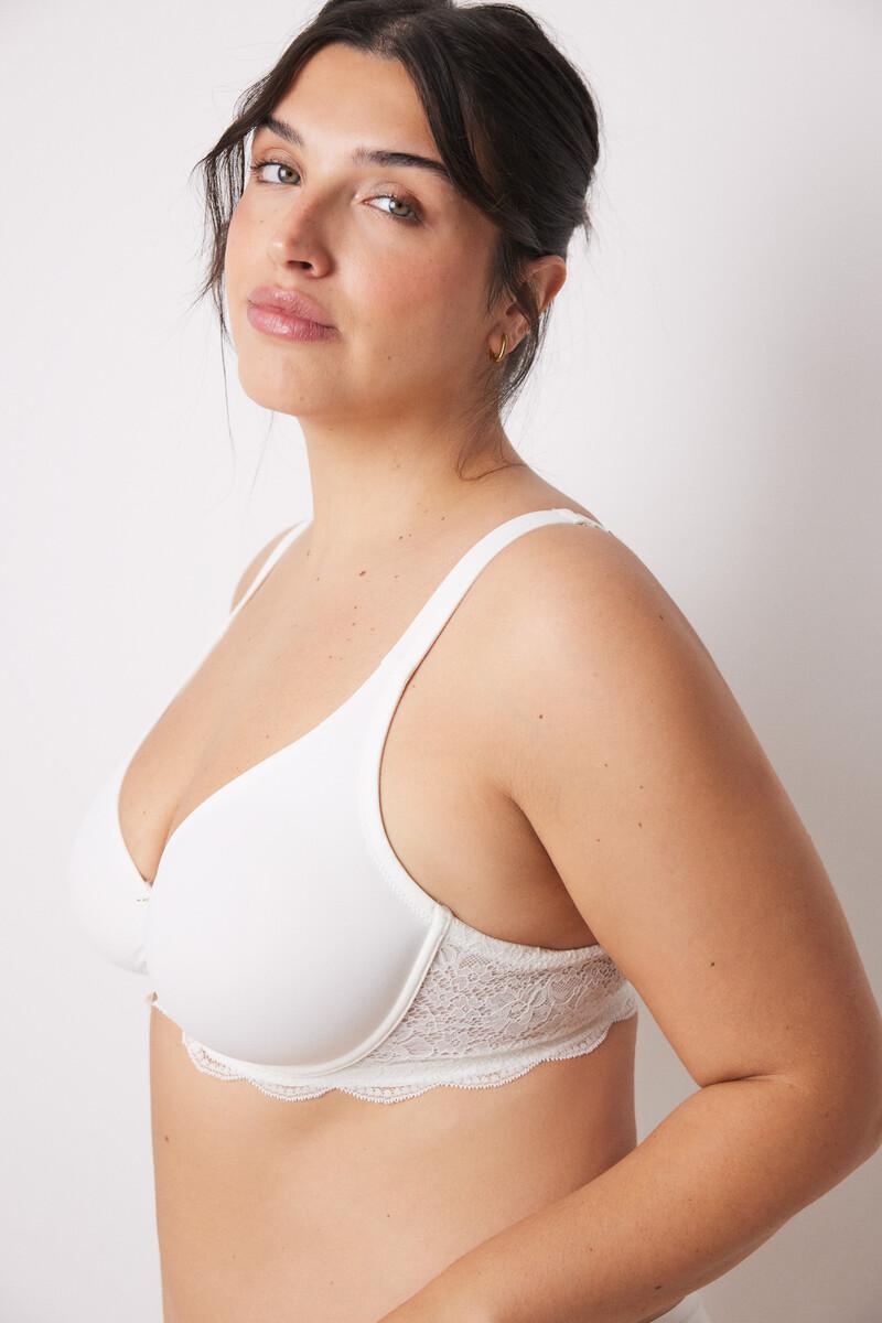 women'secret REAL Sujetador reductor microfibra y encaje blanco Rebajas top