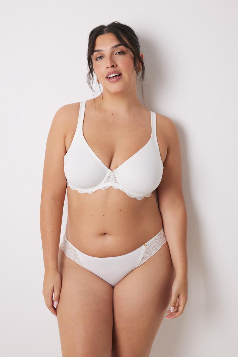 women'secret REAL Sujetador reductor microfibra y encaje blanco Rebajas top