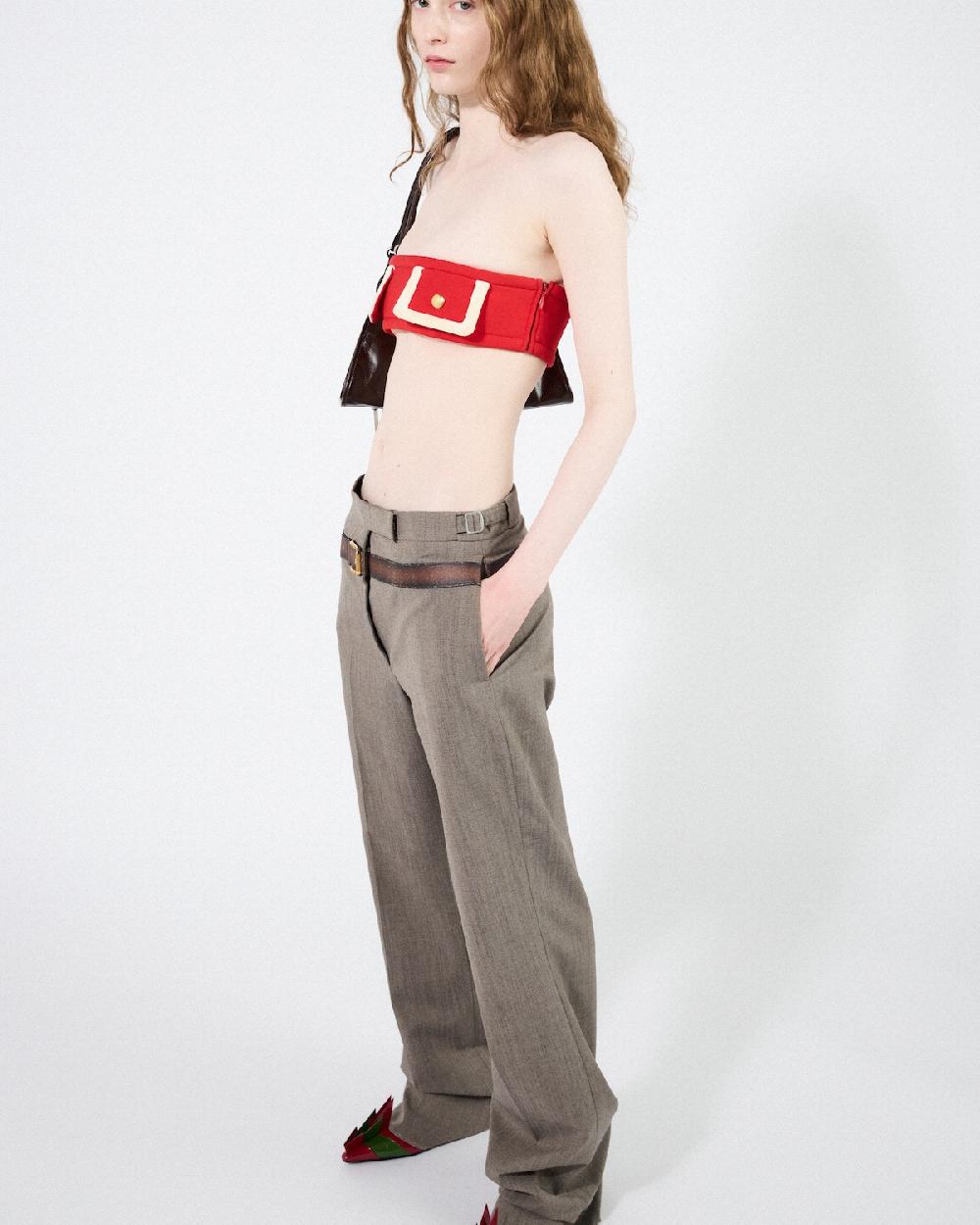 Prada Pantalones de lana técnica con cinturón estampado Outlet