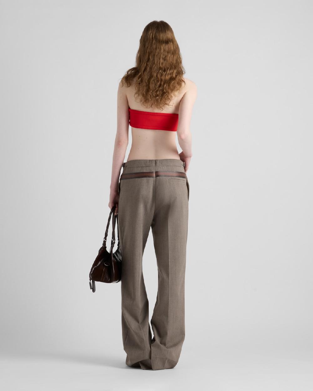 Prada Pantalones de lana técnica con cinturón estampado Outlet