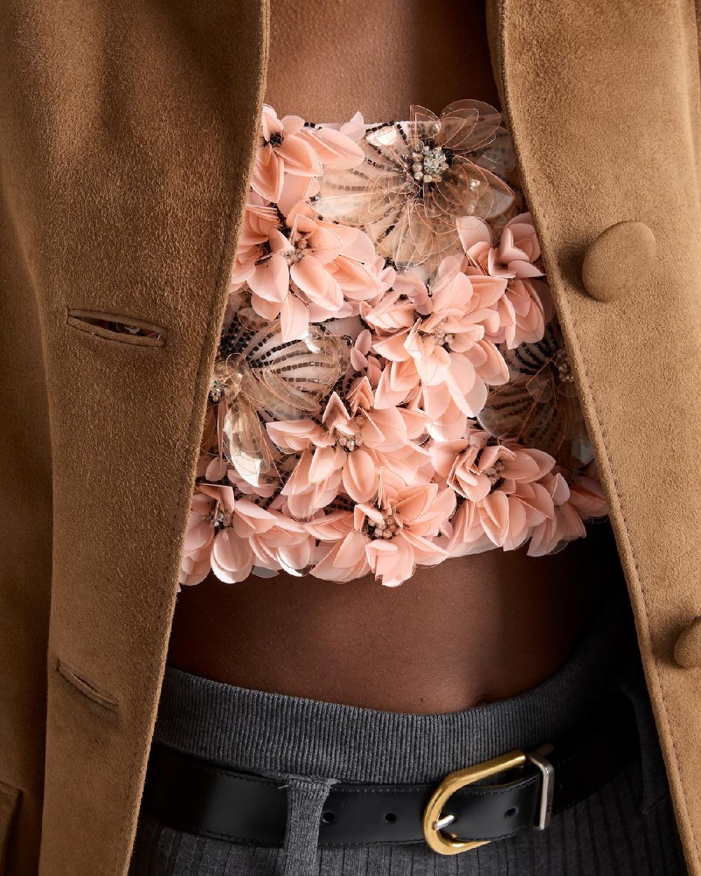 Prada Top de organza bordada Outlet online