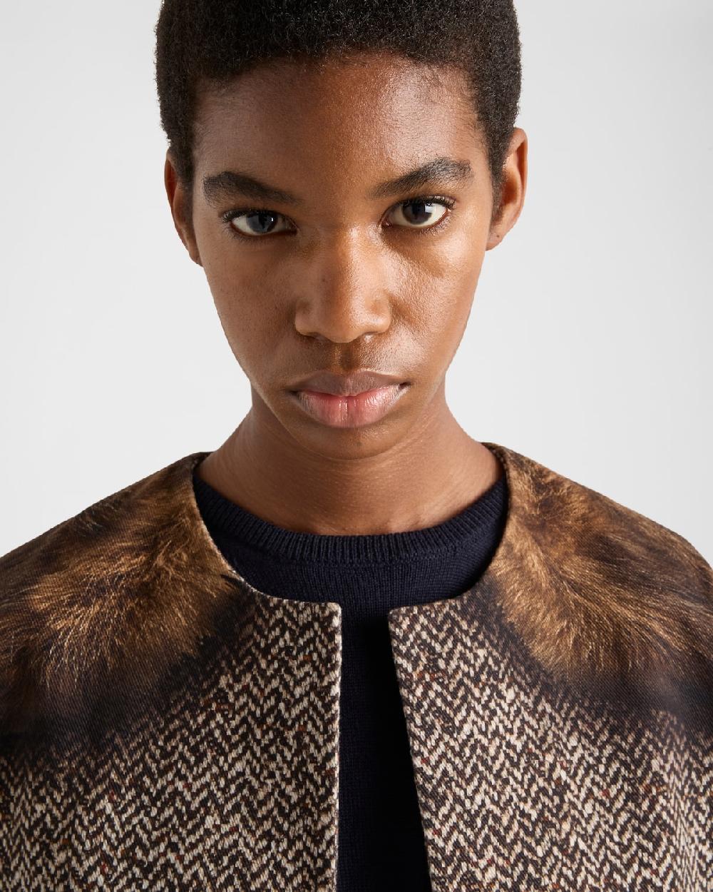 Prada Chaquetón de botonadura simple de dril estampado Rebajas de fábrica