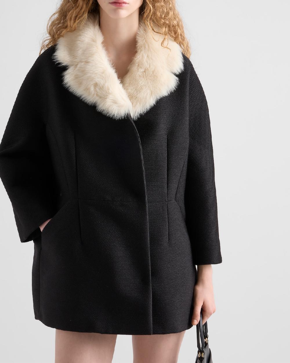 Prada Chaquetón de botonadura doble en sarga granité Liquidación