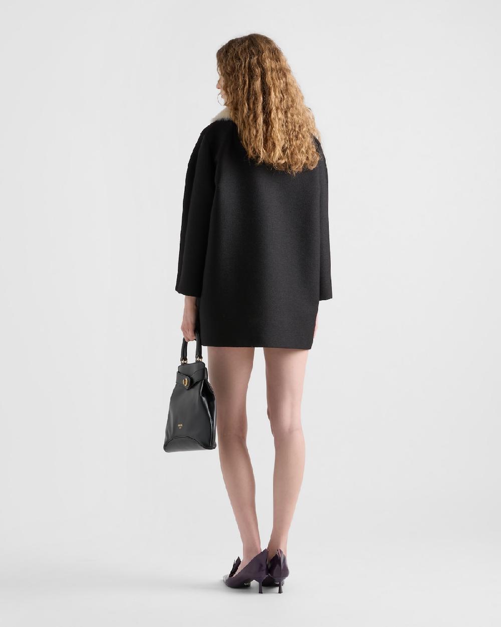 Prada Chaquetón de botonadura doble en sarga granité Liquidación