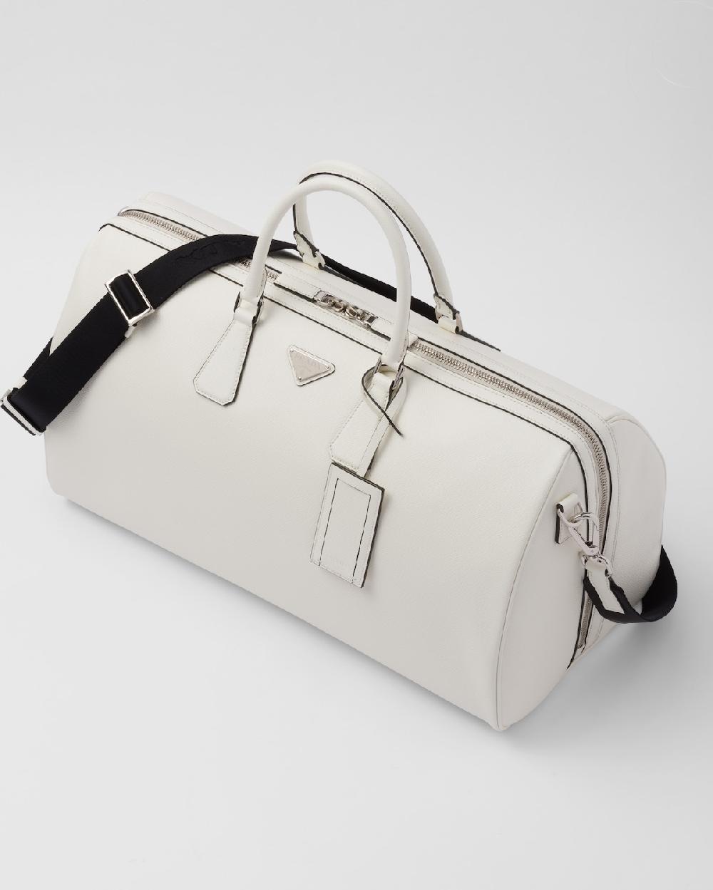 Prada Bolsa de lona en piel Saffiano Descuento