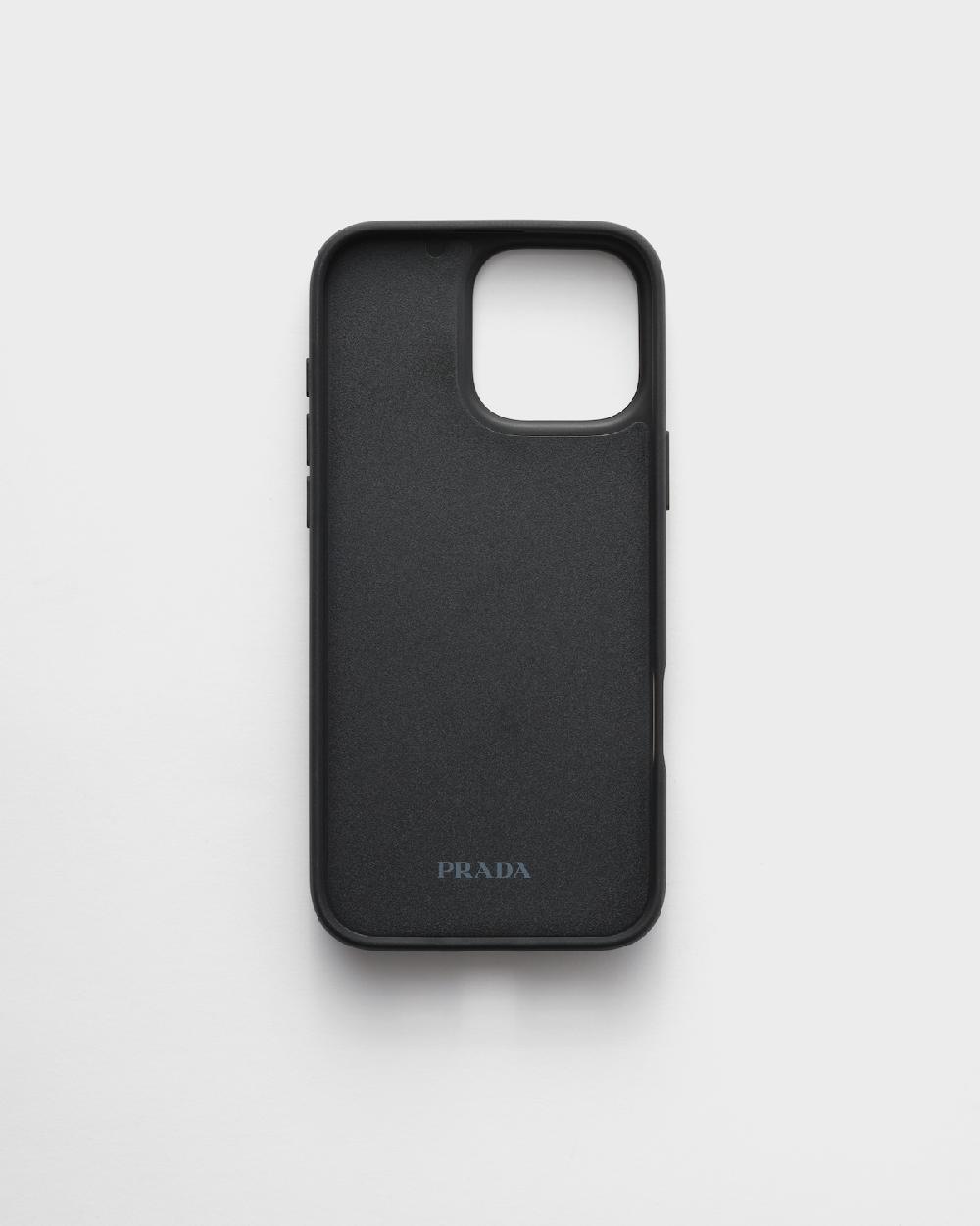 Prada Funda de piel Saffiano para iPhone 16 Pro Max Superdescuento