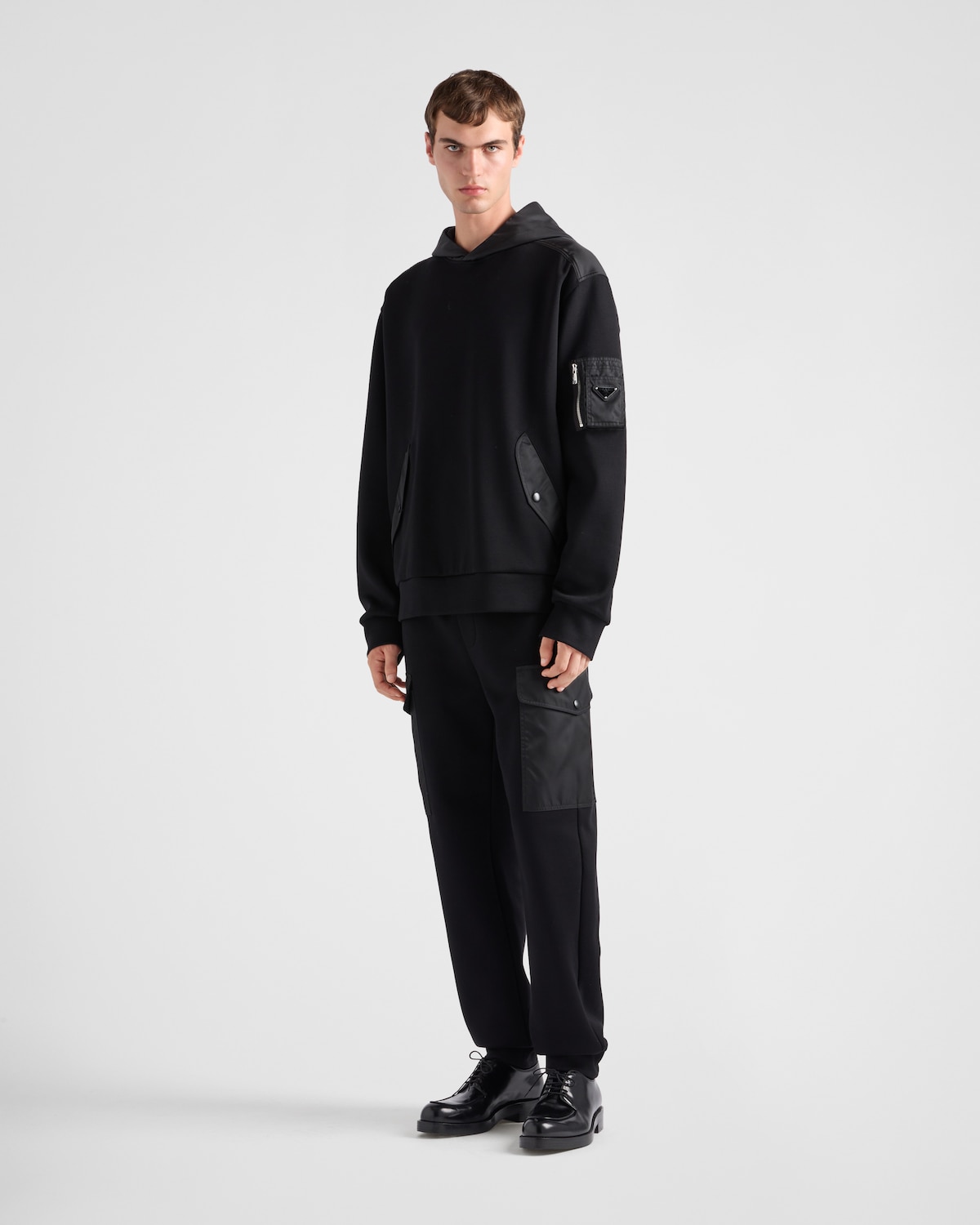 Prada Sudadera con capucha en felpa de algodón y Re-Nylon Ofertas