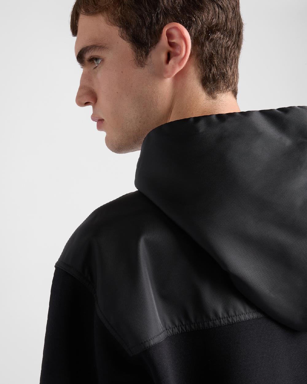 Prada Sudadera con capucha en felpa de algodón y Re-Nylon Ofertas