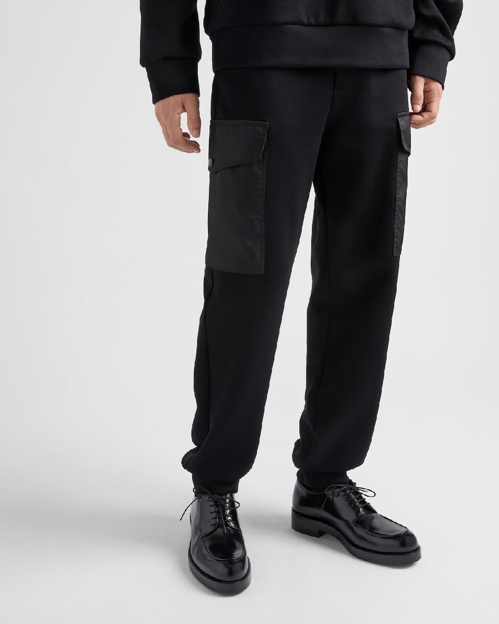 Prada Pantalones de chándal en felpa de algodón con detalles de Re-Nylon Venta caliente