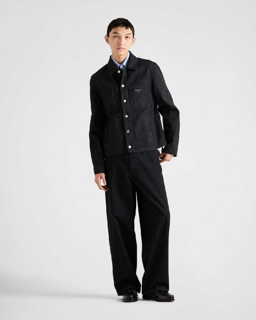 Prada Cazadora estilo sobrecamisa de tejido vaquero en chevrón Mejor oferta