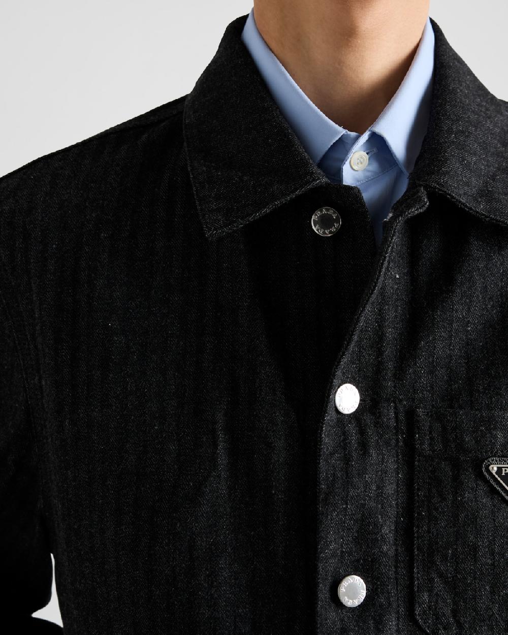 Prada Cazadora estilo sobrecamisa de tejido vaquero en chevrón Mejor oferta