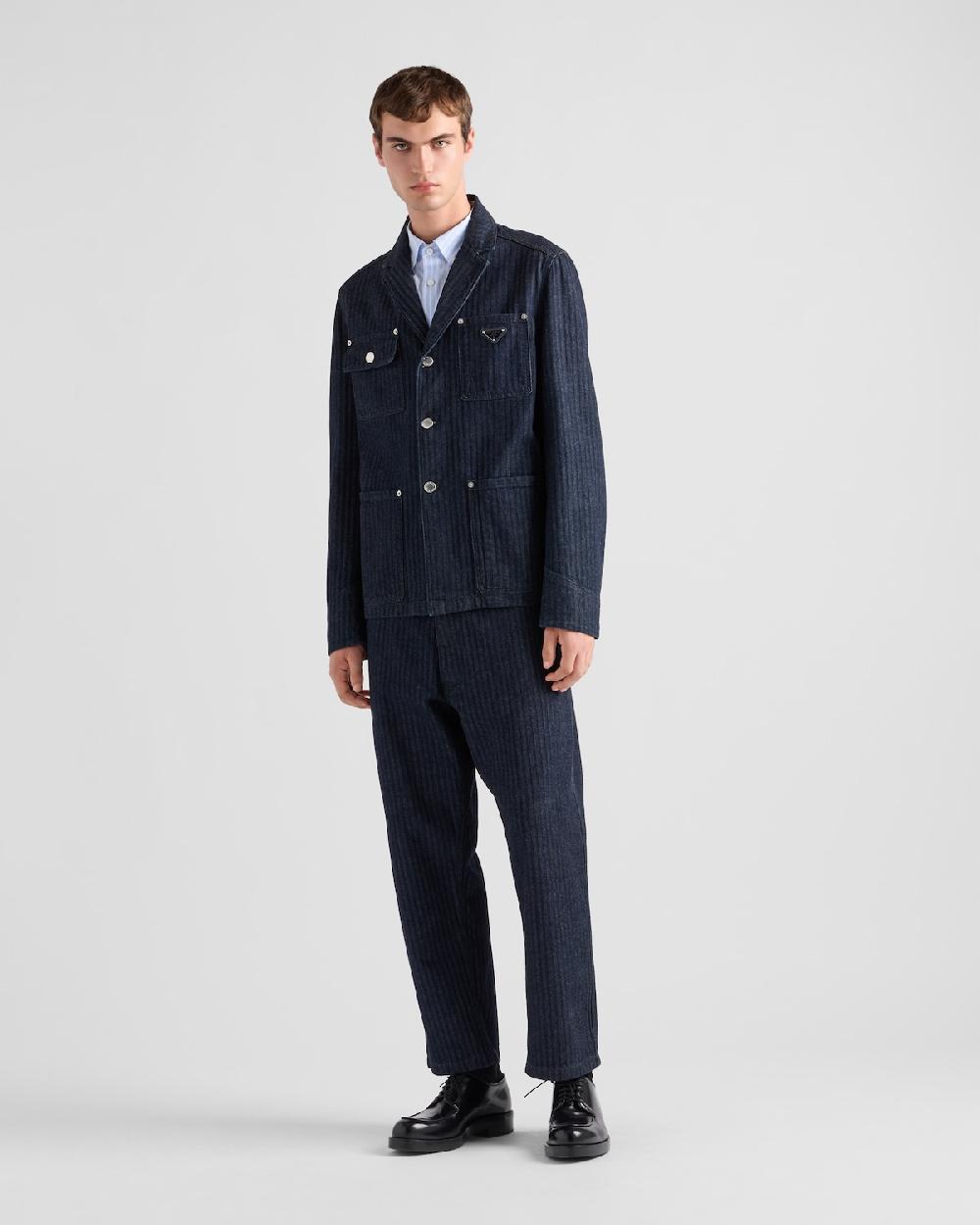 Prada Pantalones en denim de chevrón con pernera ancha Rebajas online
