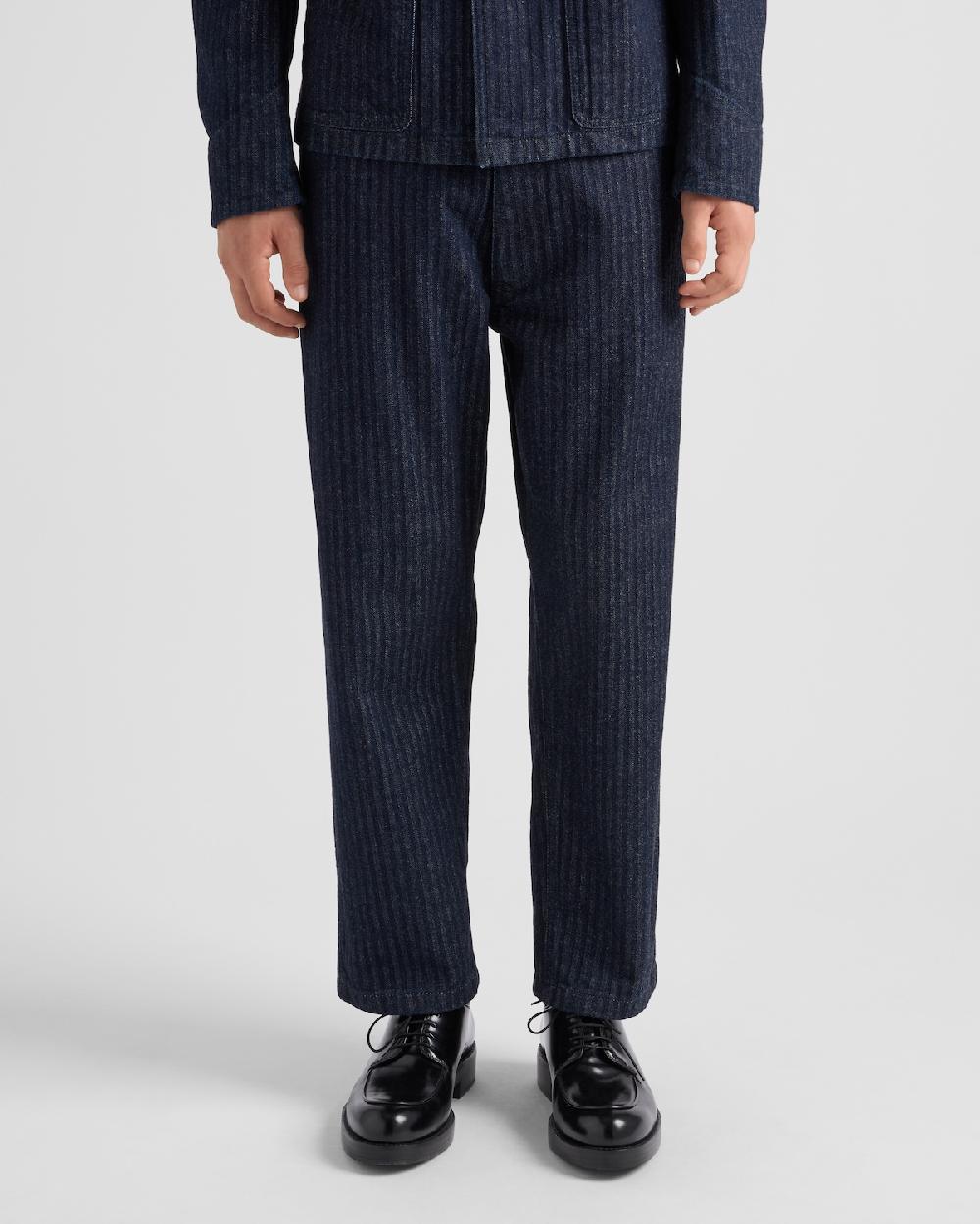 Prada Pantalones en denim de chevrón con pernera ancha Rebajas online