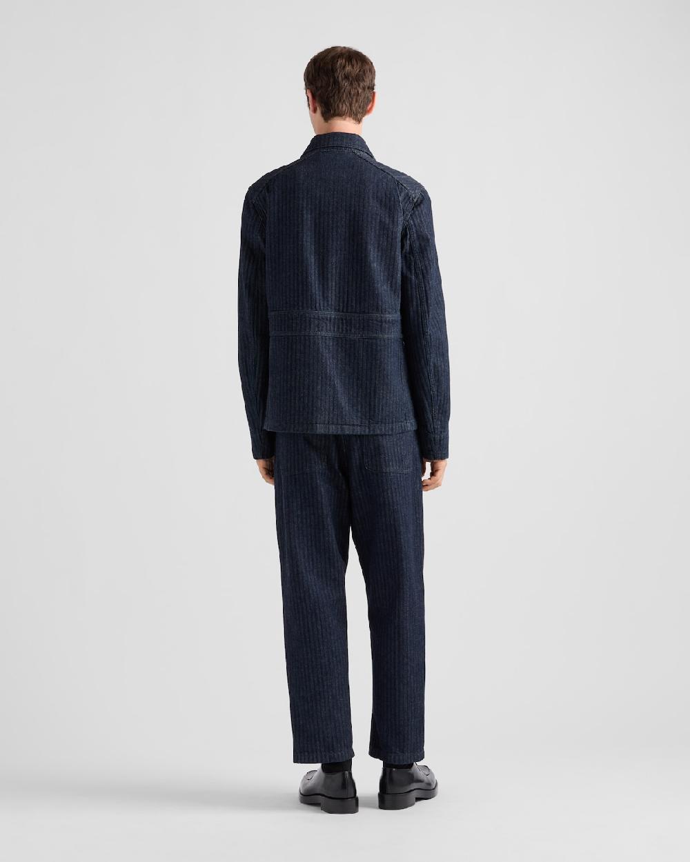 Prada Pantalones en denim de chevrón con pernera ancha Rebajas online