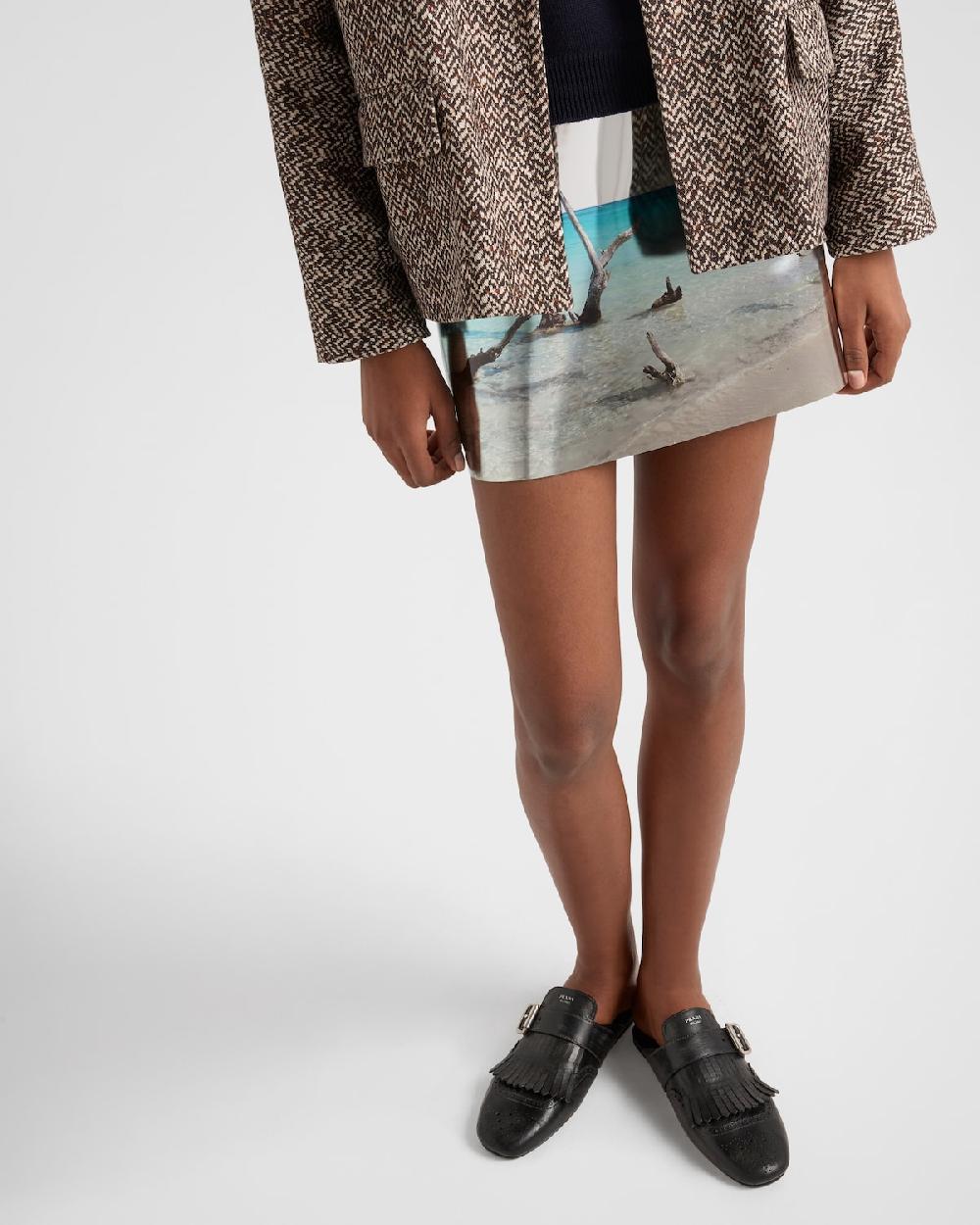 Prada Mules Shuffle de piel con flecos Ventas relámpago