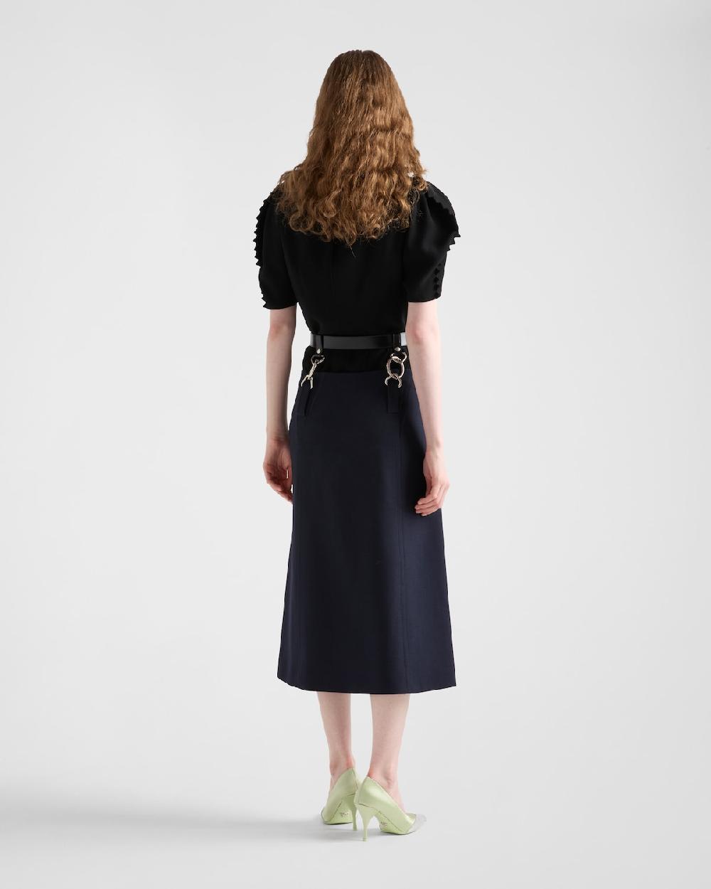 Prada Falda con cinturón y pespuntes Grandes descuentos