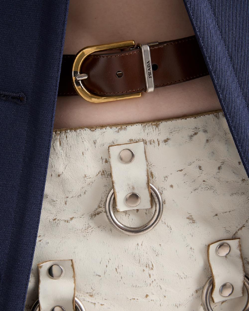Prada Minifalda de piel con adornos Envío internacional gratuito