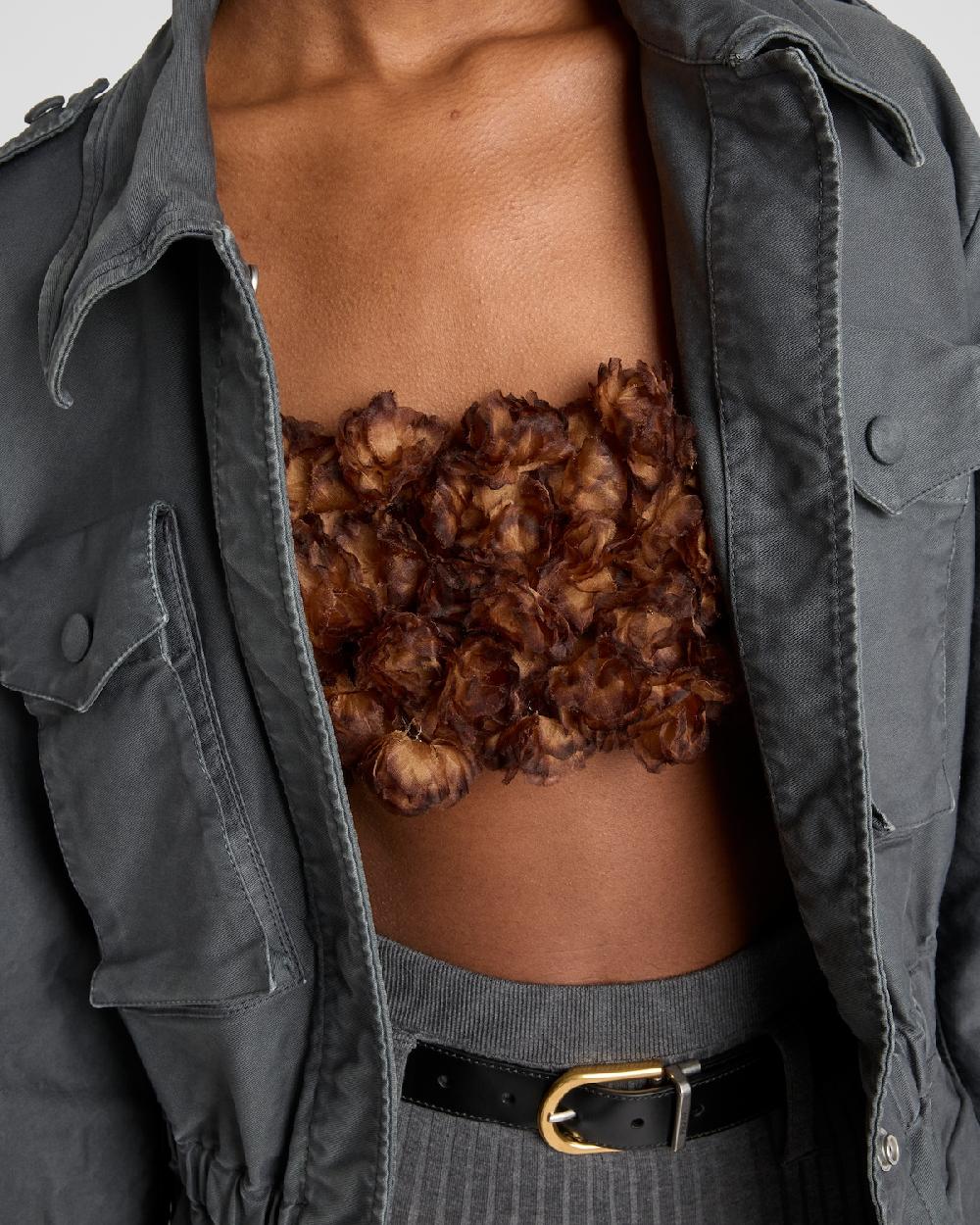 Prada Top bandeau de organza bordada Limitado a 3 días