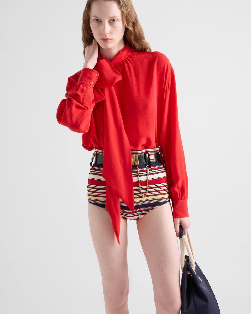 Prada Camisa de crepé Precios de Black Friday