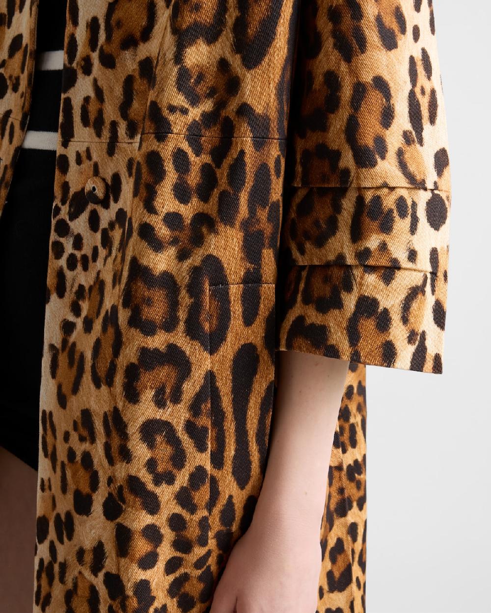 Prada Abrigo de botonadura simple en dril con estampado animal En oferta