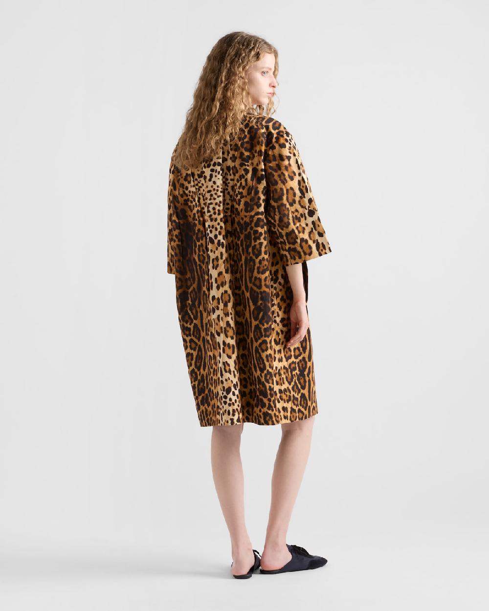 Prada Abrigo de botonadura simple en dril con estampado animal En oferta