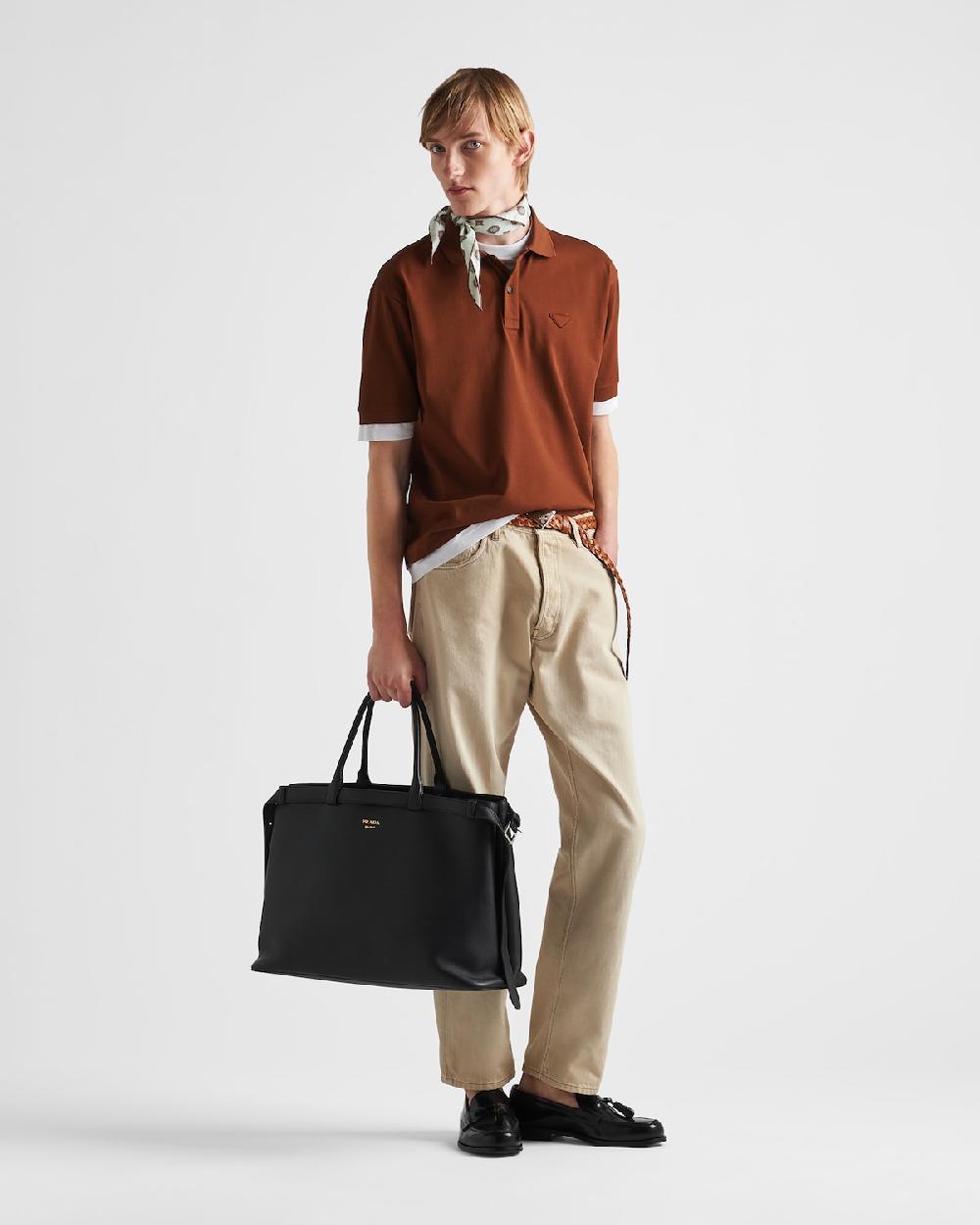 Prada Bolso de piel Prada Buckle con cinturón doble Envío internacional gratuito