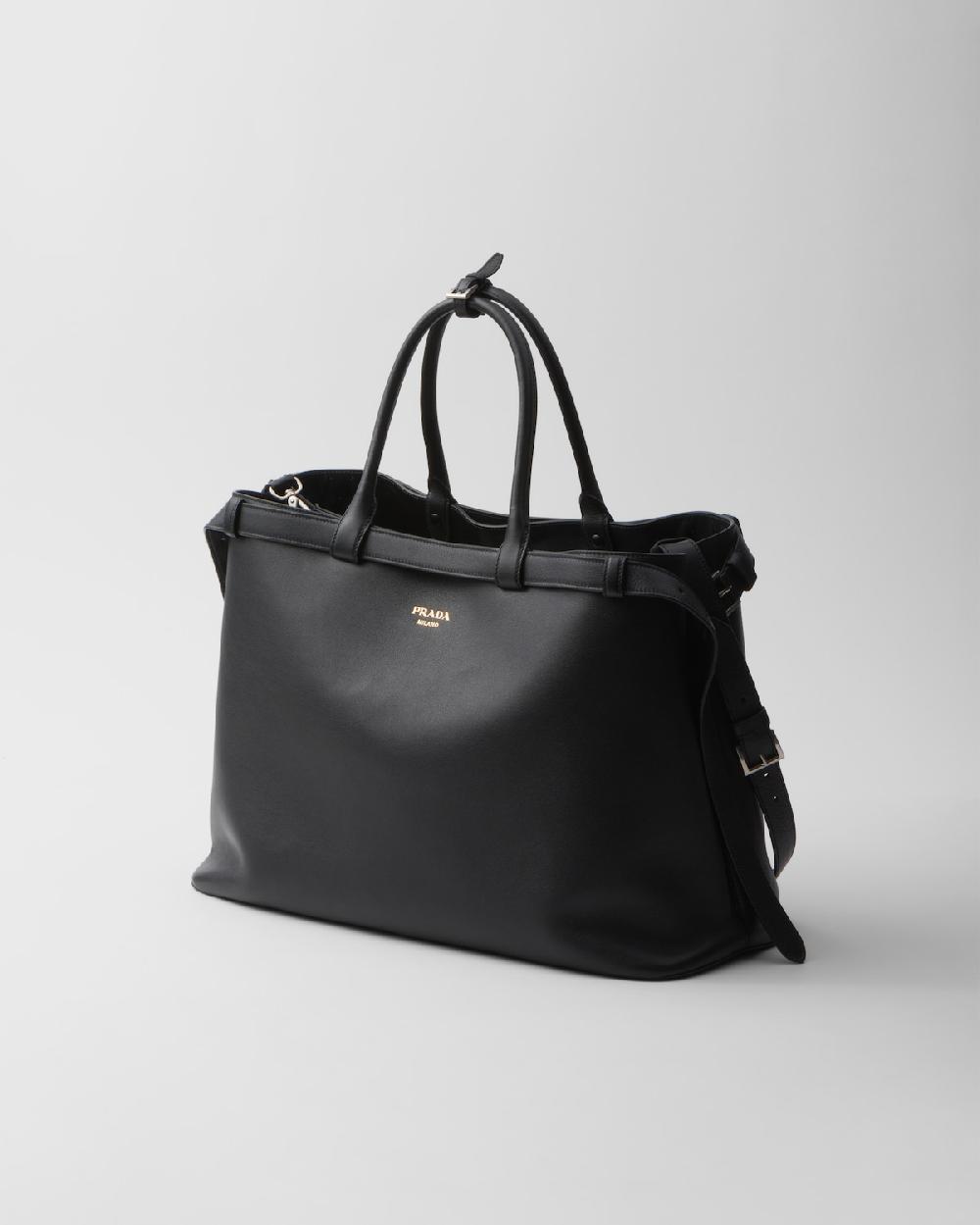Prada Bolso de piel Prada Buckle con cinturón doble Envío internacional gratuito