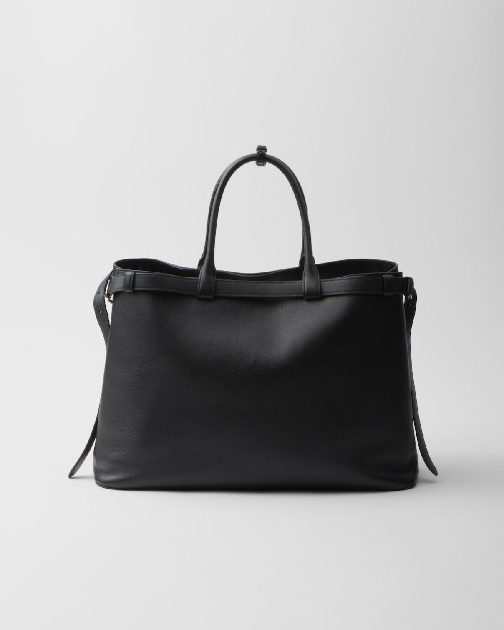 Prada Bolso de piel Prada Buckle con cinturón doble Envío internacional gratuito