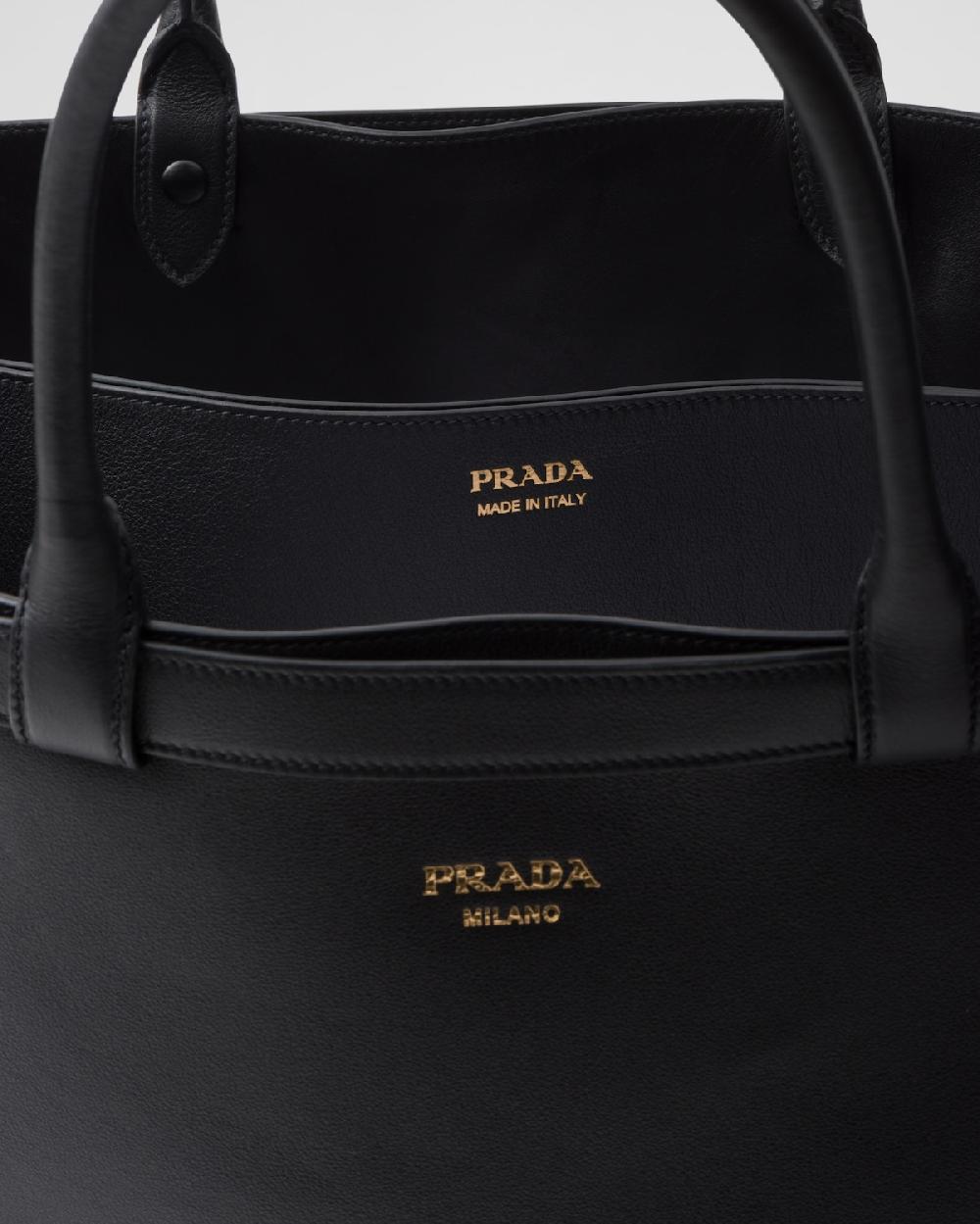 Prada Bolso de piel Prada Buckle con cinturón doble Envío internacional gratuito